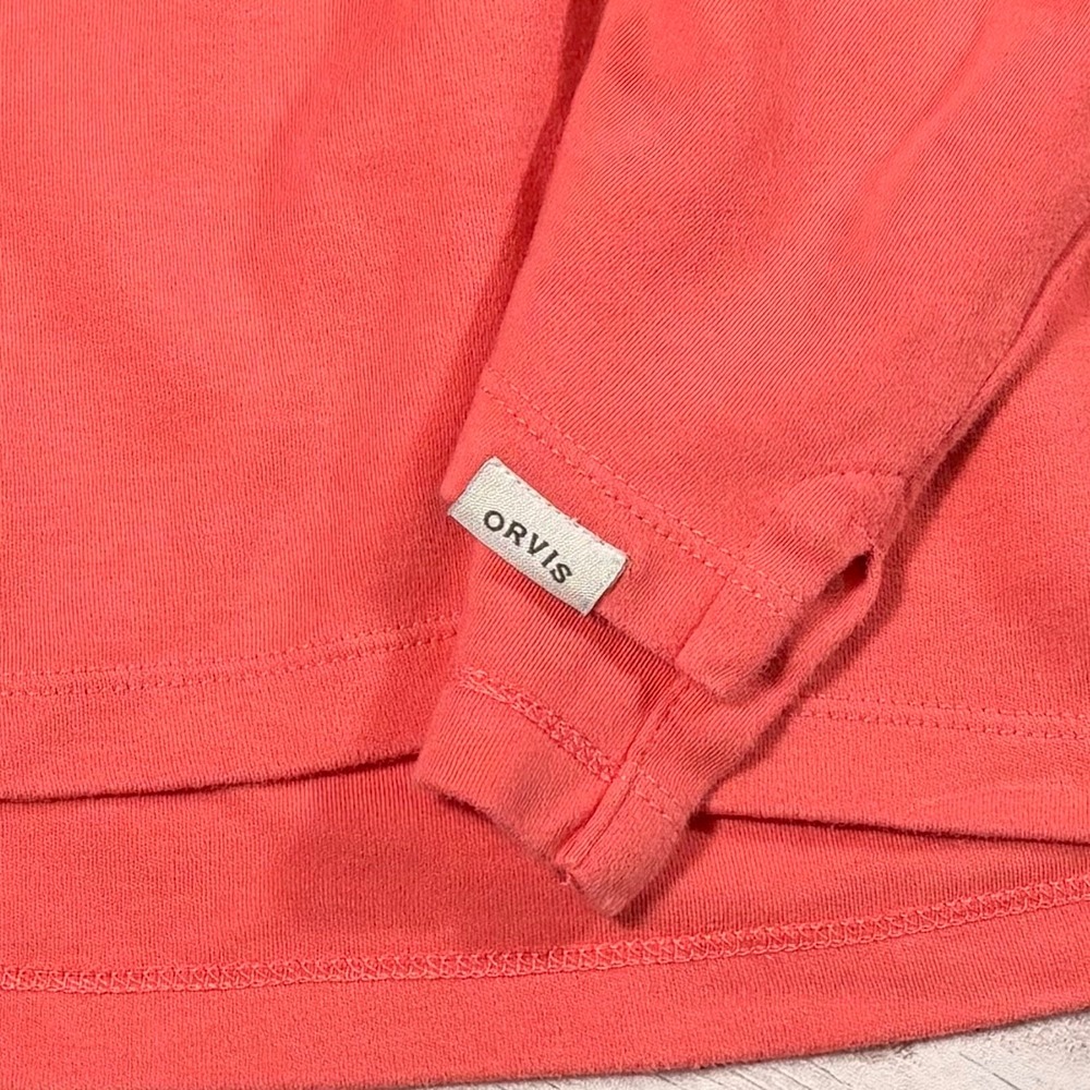 Orvis Classic Collection Coral Pink Pima Cotton 3/4 Sleeve V-Neck Top Large - Picture 5 of 16